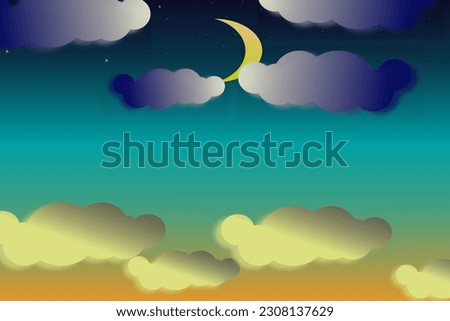 white clouds with rainbow and blue background star vector illustration