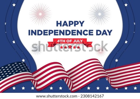 Banner Template Independence Day 4th July with Modern Paper Cut Themes