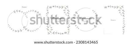 Collection of Floral Frame with Leaves. Design for Wedding Invitation. Decorative Natural Elements. Vector Lllustration of Laurel Branches on White Background.