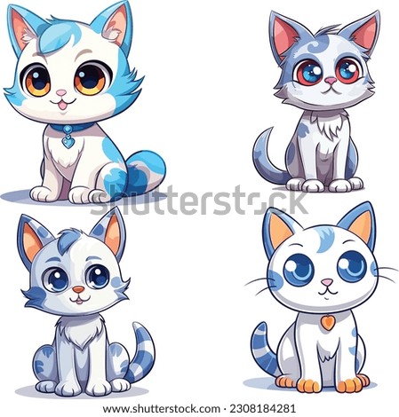 Cat is isolated on a white background. Cat clip art set