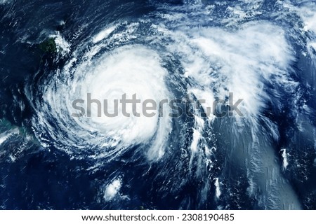Hurricane, atmospheric cyclone from space. Elements of this image furnishing NASA. High quality photo Royalty-Free Stock Photo #2308190485