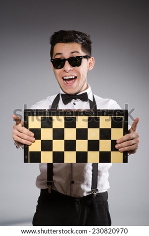 Funny chess player with board