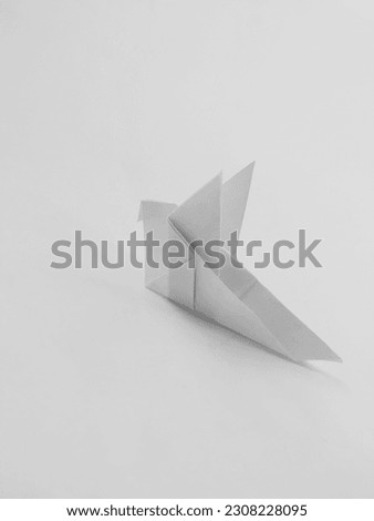 paper bird, origami, black and white photo