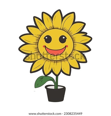 sunflower smile beauty mascot icon illustration