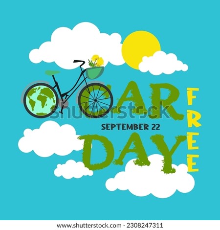 Car free day September 22. World Bicycle Day, Clean Air for blue skies concept vector disign.