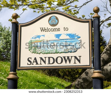 Welcome to Sandown sign on the Isle of Wight, in the UK.