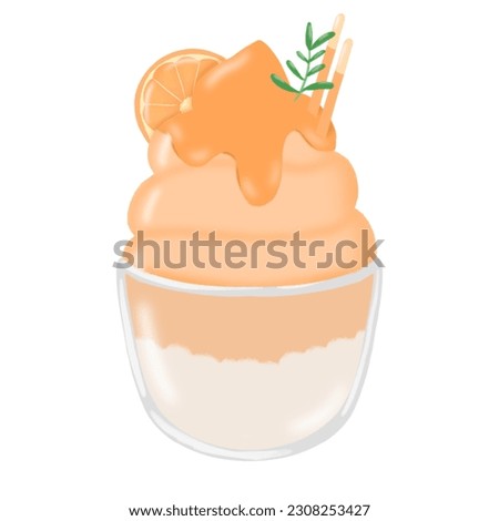 Pastel orange dessert using watercolor