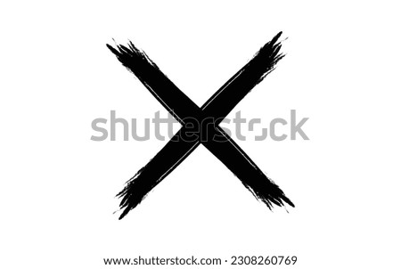 X. Black Letter X made with ink. Mark grunge style. vector
