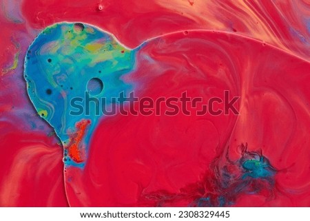 Red swarm abstract background asset art with oil on milk bubbles indented person silhouette fantasy