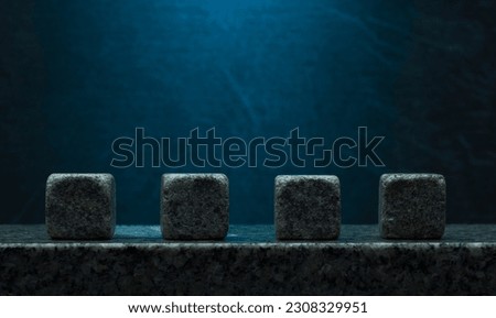 stone cubes on gray blue background for podium background