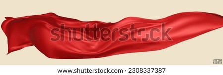Flying red silk textile fabric flag background. Smooth elegant red Satin Isolated on beige Background for grand opening ceremony. Red curtain. 3d vector illustration