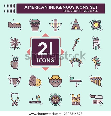 Icon Set American Indigenous. related to Education symbol. MBE style. simple design editable