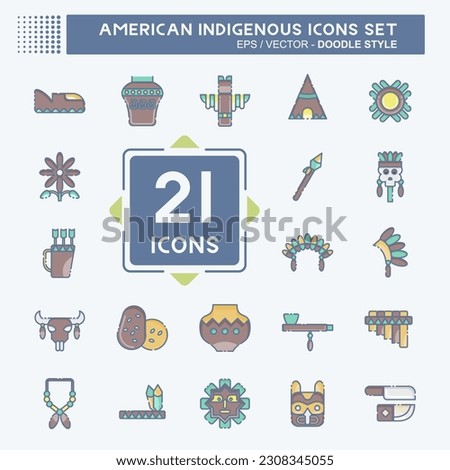 Icon Set American Indigenous. related to Education symbol. doodle style. simple design editable