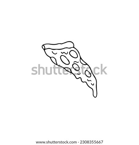 vector doodle illustration of melting pizza