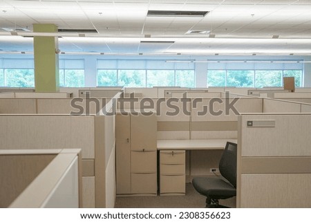 office area with cubicles inside building, place of work               Royalty-Free Stock Photo #2308356623