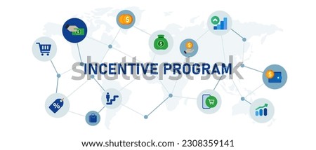 Incentive program for employee career or customer reward global concept of business interconnected icon set illustration Royalty-Free Stock Photo #2308359141