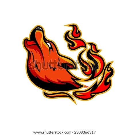 Illustration Vector Graphic Of Basic Head Wolf Fire Aura Perfect For Emblem Your Team Esport and Club Sport