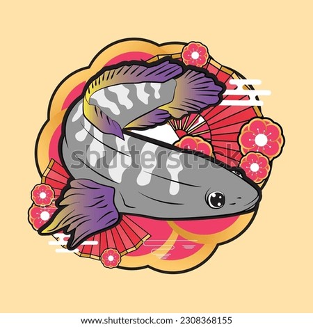 snakehead fish logo icon for hobby