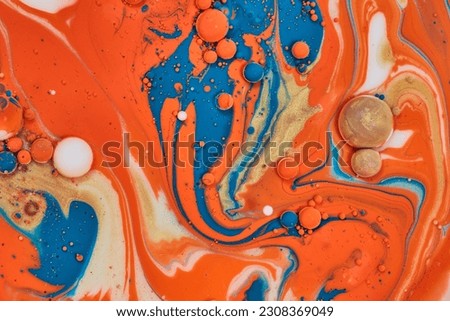 Curving lines of orange blue gold and white in a sea of abstract colors in horizontal background asset