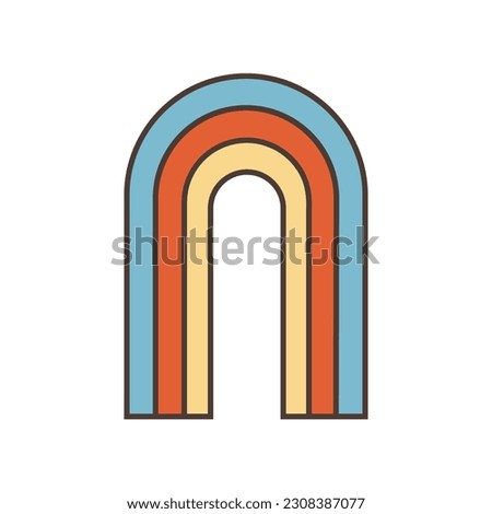 Rainbow  icon.  Illustration in cartoon style. 70s retro clipart  vector design. icon.  