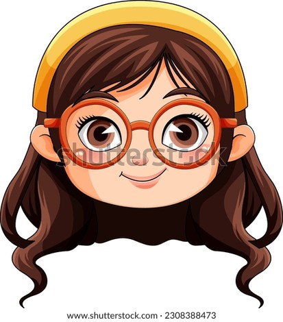 Cute nerdy girl cartoon character illustration