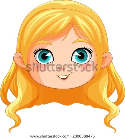 Cute blonde girl cartoon head illustration Royalty-Free Stock Photo #2308388475