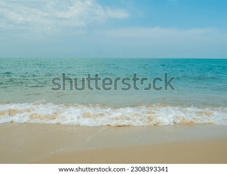 Beautiful Landscape summer panorama front viewpoint tropical sea beach white sand clean and blue sky cloud background calm Nature ocean wave water travel at Sai Kaew Beach travel in thailand Chonburi 