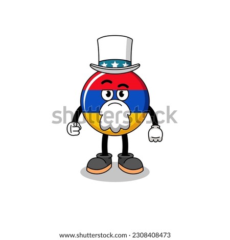 Illustration of armenia flag cartoon with i want you gesture , character design