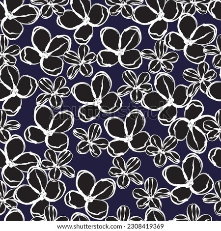 Seamless fabric of  flowers pattern, like illustration. Suit for package design, wallpaper, fashion print.