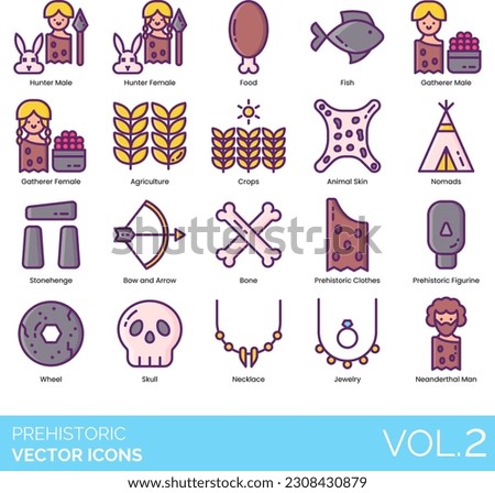 Prehistoric Icons Including prehistoric, nature, , animal, , ancient, , stone, Jurassic, volcano, wild, history, cave, forest, primitive, rock, mountain, era, green, dinosaur, drawing, design