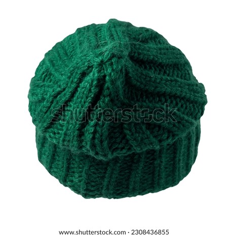 green hat isolated on white background .knitted hat .