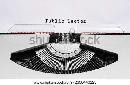 Text public sector typed on retro typewriter