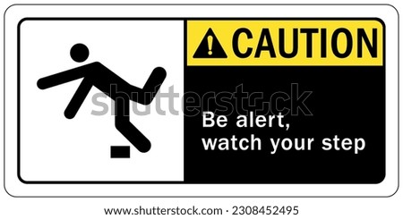 Slip and trip hazard sign and labels Royalty-Free Stock Photo #2308452495