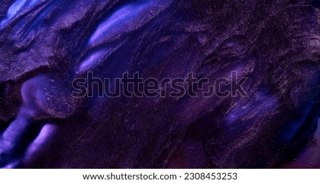 Dark purple paint abstract background. Brilliant dark lilac blue ink in motion. Black violet moving liquid texture. Fluid art backdrop. Acrylic move pattern texture. Shiny artwork