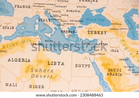 The Realistic Map of Mediterranean Sea. Royalty-Free Stock Photo #2308488463