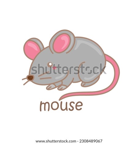 Alphabet M For Mouse Vocabulary School Student Lesson Illustration Vector Clipart Cartoon