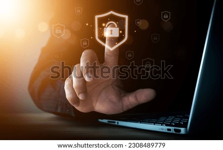 online business antivirus lock button cyber security concept Business hacker lock virus protection web button