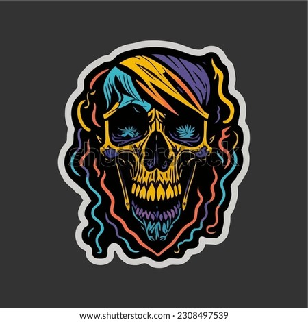 Illustration Vector Graphic of skull image. Color. Sticker. EPS.