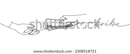 Bribe, money in hands, give and receive money one line art. Continuous line drawing of bank, financial, payment, data, economic, wealth credit with an inscription, lettering, handwritten. Royalty-Free Stock Photo #2308518721