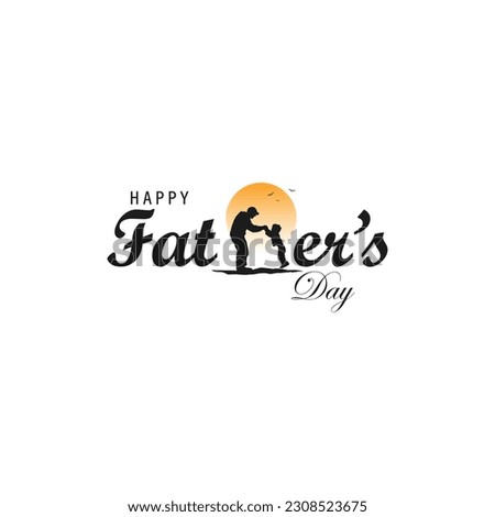 Happy Father's Day greeting with creative text design, father and son, Vector illustration.
