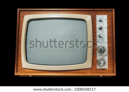 a retro tv on white background with chromakey screen