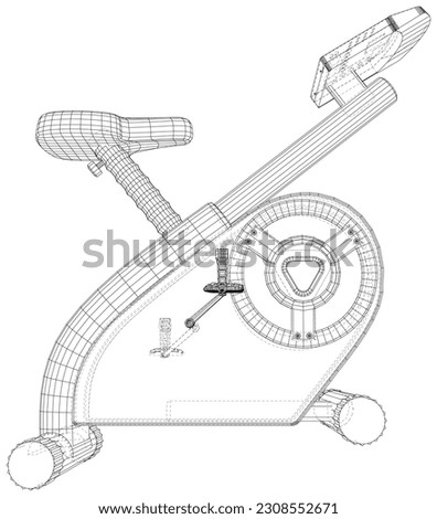 Bicycle fitness. EPS10 format. Wire-frame Vector created of 3d.