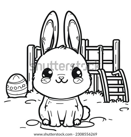 Easy Coloring drawings of animals for little kids little Rabbit.