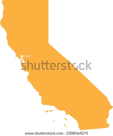 ORANGE CMYK color detailed flat map of the federal state of CALIFORNIA, UNITED STATES OF AMERICA on transparent background