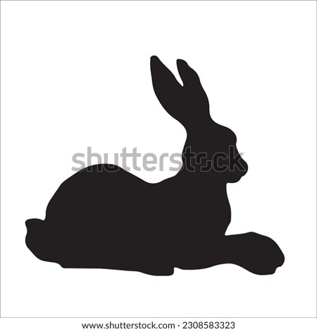 The set of Hare or Rabbit silhouette collection, black image