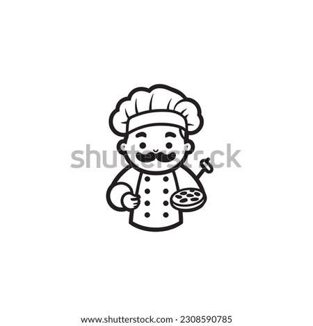 pizza cook vector illustration logo icon
