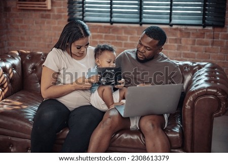 Family members see ultrasound images showing gender, health, development baby in mother's womb and are filled with joy, cheer and excitement. Devotion, effort, patience will be needed in the future.