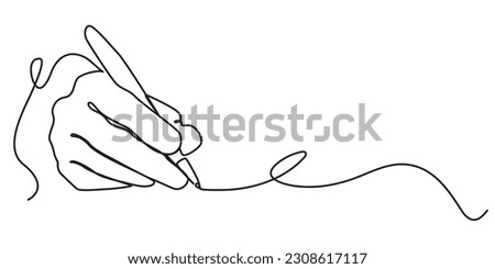 One line hand writing continuous line drawing hand with pen line art illustration Royalty-Free Stock Photo #2308617117
