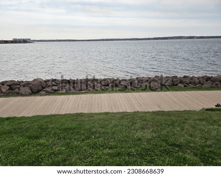A waterfront view along the shore of Charlottetown, Prince Edward Island on a spring day. Royalty-Free Stock Photo #2308668639