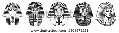 Pharaoh's head vector illustration silhouette Royalty-Free Stock Photo #2308675221